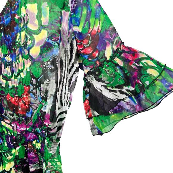 NEW NWOT Alberto Makali Sz XL Super Sheer Wearable Art Artsy Shirt Top Tropical - Picture 5 of 8